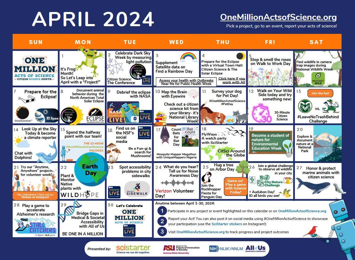 Citizen Science April calendar